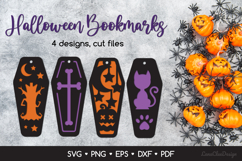 4 Two Layered Halloween Coffin Bookmarks SVG Paper Cut Product Image 1
