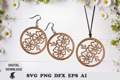 Earring Laser cut file, flower earring and pendant svg Product Image 2
