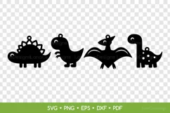 Cute Dinosaur Earrings SVG Cut Files, Dino Jewelry Template Product Image 2