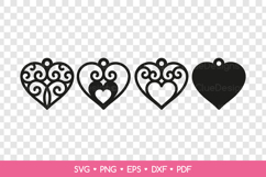 Heart Earrings SVG Laser Cut Files, Valentine's Day Jewelry Product Image 2
