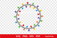 Circle Christmas Light Bulbs Frame SVG, Round Shape Garland Product Image 2