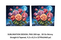 Bouquet of Roses at Night - Tumbler Wrap Sublimation Design Product Image 2