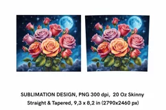Bouquet of Roses at Night - Tumbler Wrap Sublimation Design Product Image 2