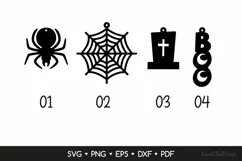4 Halloween Earrings SVG - Halloween Jewelry Template Product Image 2