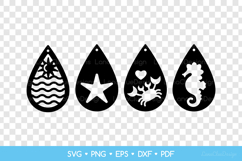 Teardrop Summer Earrings SVG - Sea, Starfish, Crab, Seahorse Product Image 2