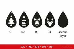 4 Teardrop Christmas Earrings SVG - Christmas Jewelry Product Image 2