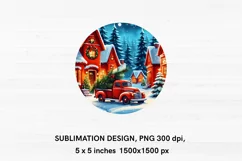 Christmas Truck with Fir Tree. 3 Round Christmas Ornaments Product Image 2