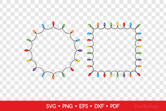 Christmas Lightbulbs Frames SVG, Round and Square Garland Product Image 2