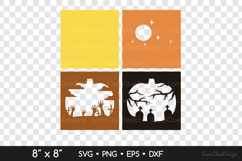 Halloween Scene with Pumpkin Shape - 3D Shadow Box SVG Product Image 2