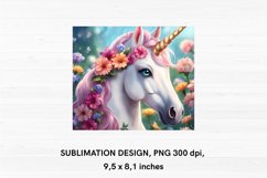 Fantasy Unicorn with Flowers - MousePad Sublimation Design Product Image 2