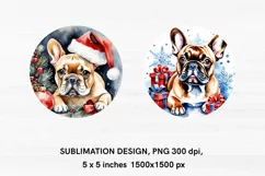 Christmas French Bulldog - 2 Round Christmas Ornaments Product Image 2