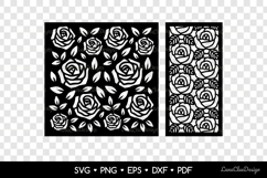 2 Wall Art Panels with Roses SVG, Floral Laser Cut Panel DXF Product Image 2