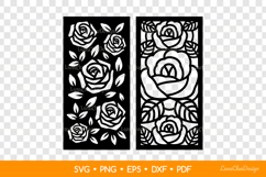 Wall Art Panels with Roses SVG, Floral Laser Cut Panel DXF Product Image 2
