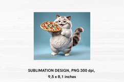 3D Funny Cat with Pizza - Mouse Pad Sublimation Design Product Image 2