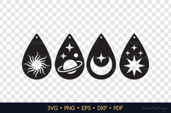 Teardrop Astrology Earrings SVG, Space Jewelry Template Product Image 2
