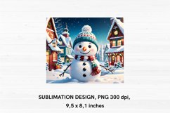Snowman in Christmas Village - Mouse Pad Sublimation Design Product Image 2