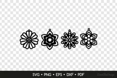 Summer Flower Earrings SVG Cut File, Floral Jewelry Template Product Image 2