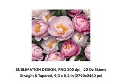 Peonies Flowers - Floral Tumbler Wrap Sublimation Design PNG Product Image 2