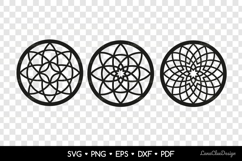 3 Decorative Abstract Round Coasters SVG, Laser Cut Template Product Image 2