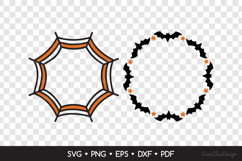 2 Round Halloween Frames with Spiderweb and Bats SVG Product Image 2