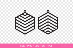 Hexagon Earrings SVG Cut Files, Geometrical Jewelry Template Product Image 2