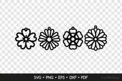 4 Summer Flower Earrings SVG, Floral Jewelry Template Product Image 2