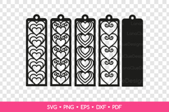 4 Bookmarks with Hearts SVG, Valentines Day Laser cut Product Image 2