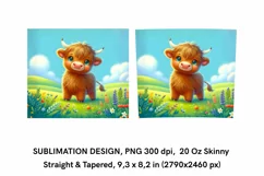 Cute Highland Cow - 3D Tumbler Wrap Sublimation Design Product Image 2