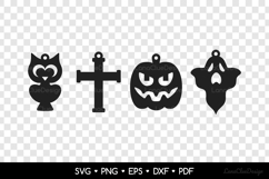 4 Halloween Earrings SVG - Owl, Cross, Pumpkin and Ghost Product Image 2