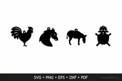 4 Farm Animal Earrings SVG Cut Files, Funny Jewelry Template Product Image 2