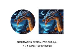 Dragon at Night - Coaster Sublimation Design Product Image 2