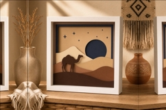 Desert camel shadow box svg 3d layered papercut design beige Product Image 2