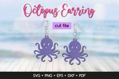 Octopus Earring SVG Cut File, Sea Animal Jewelry Template Product Image 1