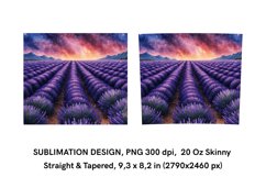 Lavender Field with Space Sky - Tumbler Wrap Sublimation PNG Product Image 2