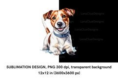 Cute Watercolor Jack Russell Terrier Sublimation PNG Product Image 2