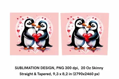 Penguins in Love - Valentine's Day Tumbler Wrap Sublimation Product Image 2