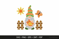 Farm Gnome with Chicken and Fence SVG, Funny Farmer SVG Product Image 2