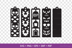 4 Bookmarks with Halloween Pattern SVG, Papercut Template Product Image 2