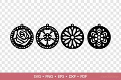 Round Floral Earrings SVG, Circle Floral Jewelry Template Product Image 2