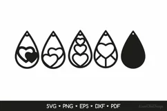 4 Teardrop Heart Earrings SVG, Valentine's Day Jewelry Product Image 2