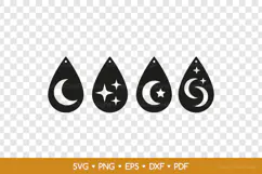 4 Teardrop Moon and Stars Earrings SVG, Jewelry Template Product Image 2