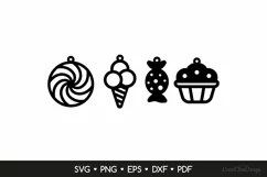 Sweets Earrings SVG for Crafters, Candies Jewelry Template Product Image 2