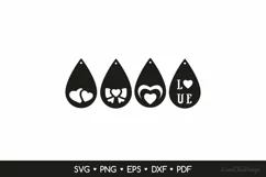 Teardrop Love Earrings SVG, Valentine's Day Jewelry Template Product Image 2