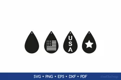 4th of July Earrings SVG For Crafters, Teardrop USA Earrings Product Image 2