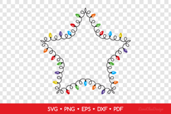 Star Shaped Christmas Lights Frame SVG, Lightbulb Garland Product Image 2