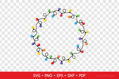 Round Lightbulb Garland Frame SVG, Circle Christmas Lights Product Image 2
