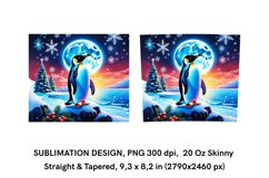 Penguin at Winter Night - Tumbler Wrap Sublimation Design Product Image 2