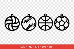 Sports Balls Earrings SVG - Volleyball, Baseball, Basketball Product Image 2