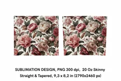 Peonies Flowers - Floral Skinny Tumbler Wrap Sublimation PNG Product Image 2