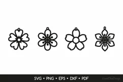4 Flower Earrings SVG Cut Files - Floral Jewelry Template Product Image 2